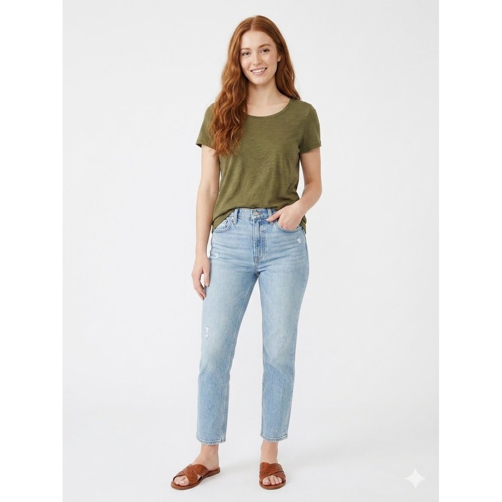 Joie Olive Green Cotton Lyocell Scoop Neck Tee XL Minimalist Gorpcore Boho